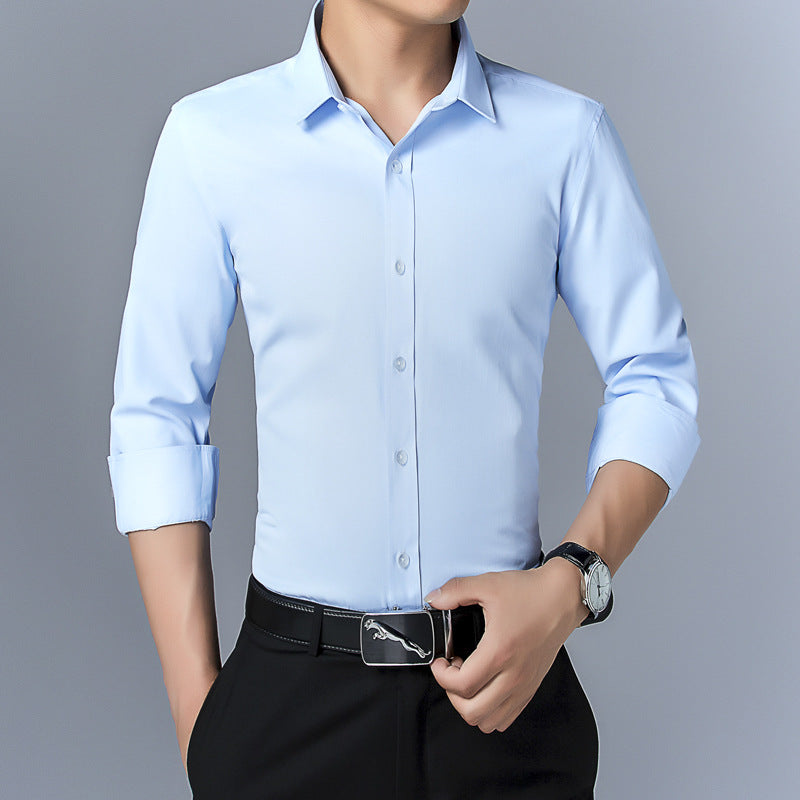Men's Long Sleeve Dress Shirt Solid Slim Fit Casual Business Formal Button Up Shirts