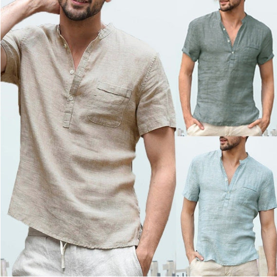 Short-sleeved T-shirt Cotton And Linen Casual Men's T-shirt