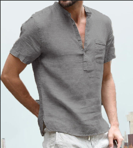 Short-sleeved T-shirt Cotton And Linen Casual Men's T-shirt