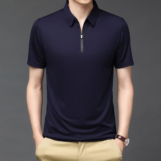 Man's Polo Shirts Short Sleeve Shirt T-Shirt Ice silk zipper