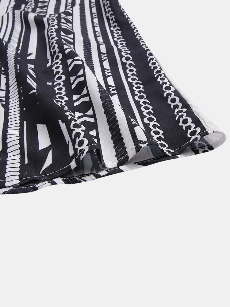 Mens Stripe Print Pocket Short Sleeve Shirts
