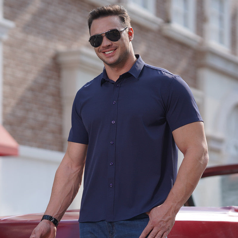 Men's Casual Shirt Business Chambray Dress Shirt