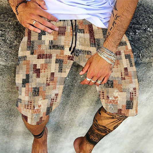 Colorful Pattern Print Shorts Beach Pants