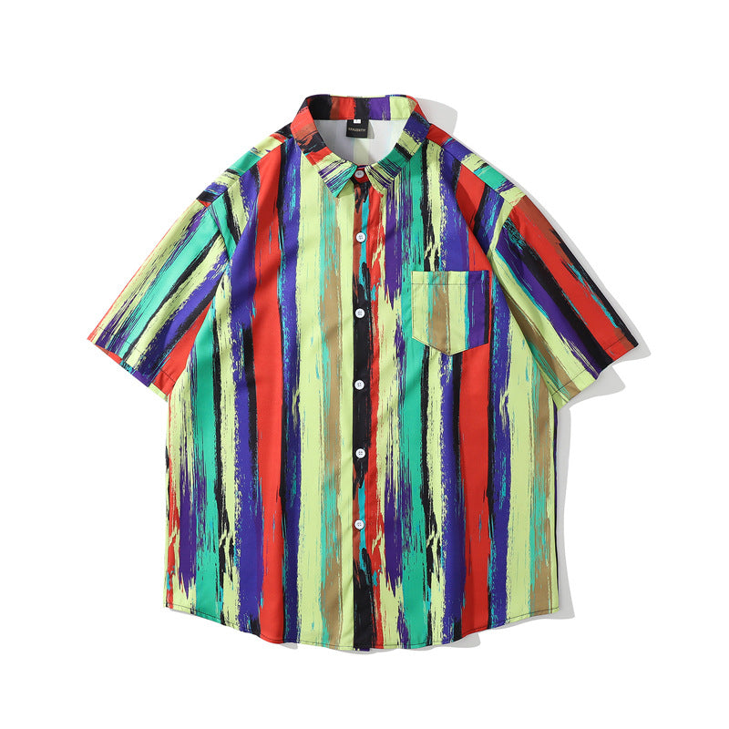 Rainbow Brushed Striped Short Sleeve Shirt