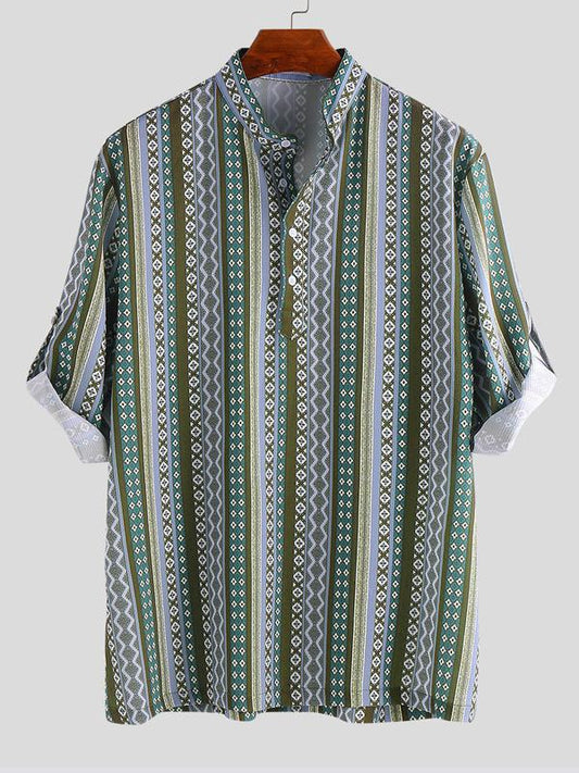 Men Printed Casual Short Sleeves Shirt
