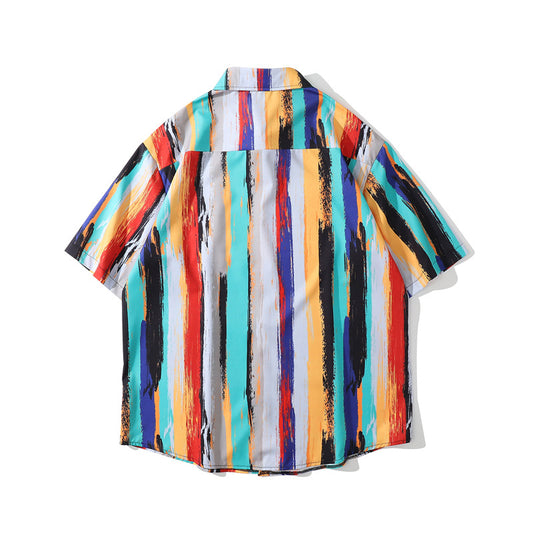 Rainbow Brushed Striped Short Sleeve Shirt