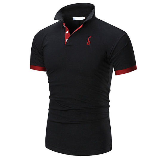 Men's Summer Large Size Embroidery Logo Slim Fit Business Casual Lapel Collar Polo Shirts Golf Shirt