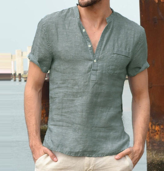 Short-sleeved T-shirt Cotton And Linen Casual Men's T-shirt