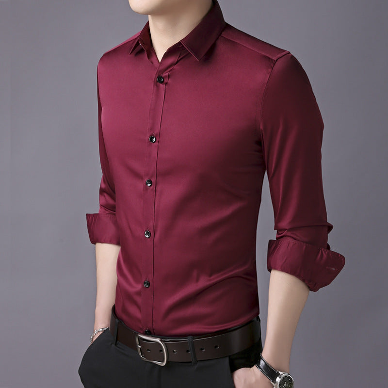 Men's Long Sleeve Dress Shirt Solid Slim Fit Casual Business Formal Button Up Shirts
