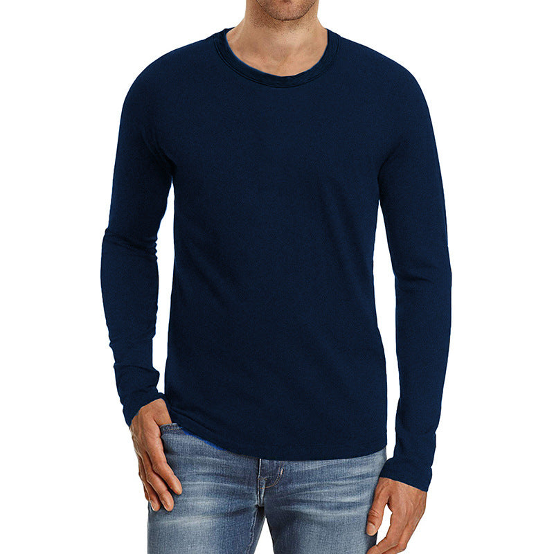 Men's Loose Long-Sleeve Casual Crew Top T-Shirt