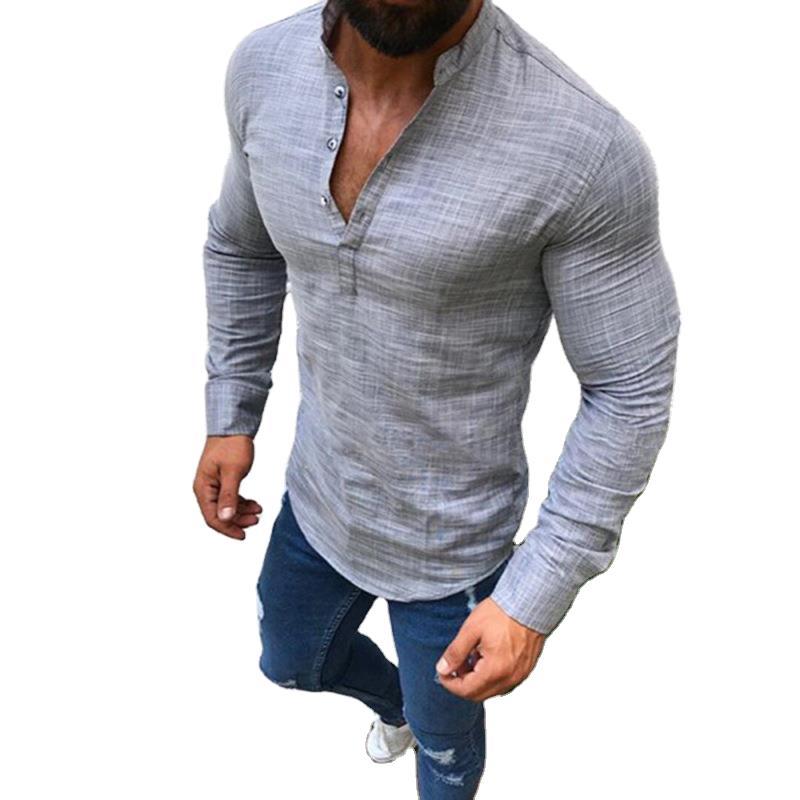 Men's Long Sleeve Round Neck Slim Fit Shirt