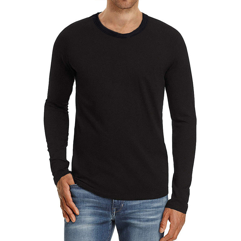 Men's Loose Long-Sleeve Casual Crew Top T-Shirt