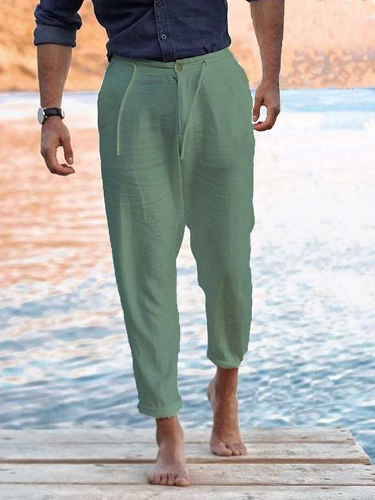Casual loose linen trousers men's home style