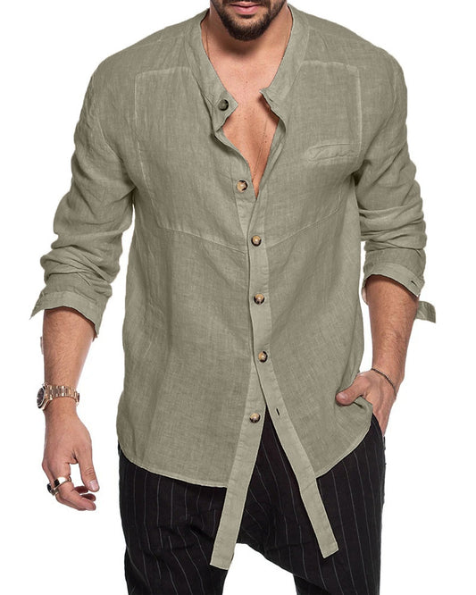 Men's linen long-sleeved shirt