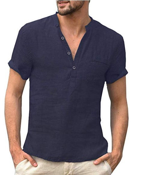 Short-sleeved T-shirt Cotton And Linen Casual Men's T-shirt
