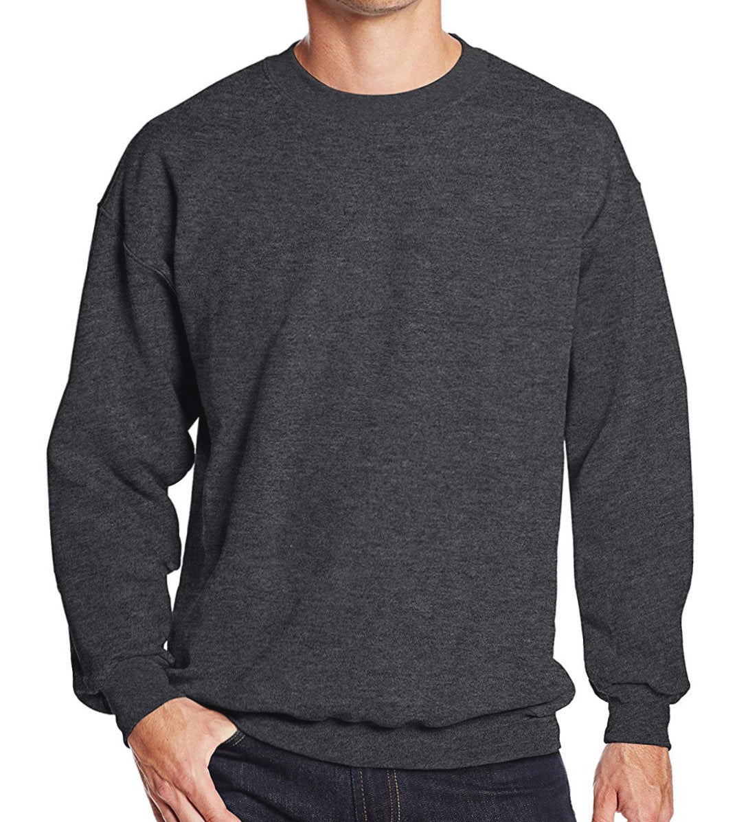 Men's Heavy Cotton Long Sleeve T-Shirt Athletic Crew Top